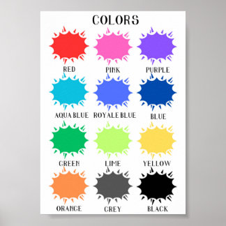 Poster educacional de cores