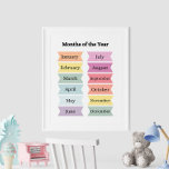 Poster educacional de meses coloridos do ano<br><div class="desc">Torne o aprendizado dos meses do ano divertido e engajado com os "Meses Coloridos do Ano do Poster educacional". Este poster vibrante e atraente figura a cada mês em letras ousadas e coloridas, desenhadas para chamar a atenção e o interesse dos jovens aprendentes. As cores brilhantes e o design lúdico...</div>