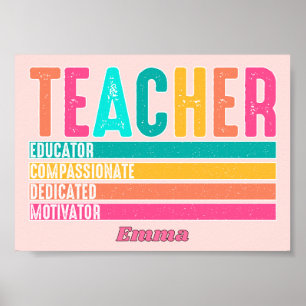 Poster Educador Compassivo Professor Retro Distress