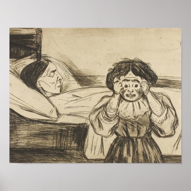 Poster Edvard Munch - A mãe Morto e seu filho (Frente)