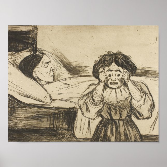 Poster Edvard Munch - A mãe Morto e seu filho (Frente)