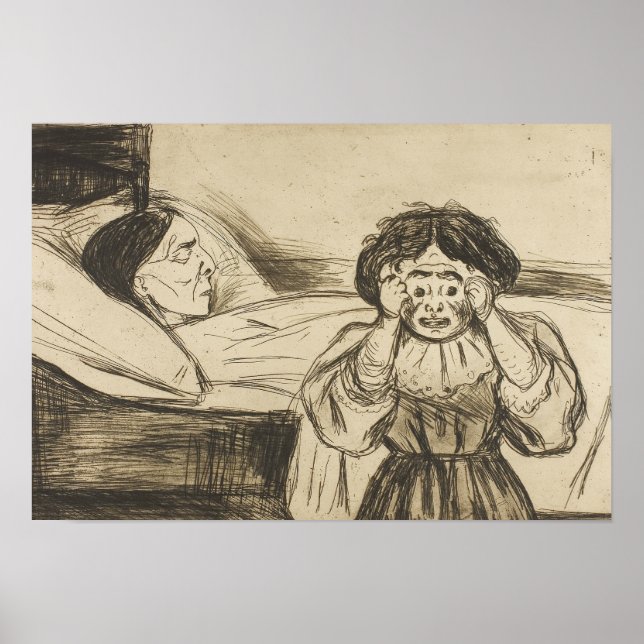 Poster Edvard Munch - A mãe Morto e seu filho (Frente)