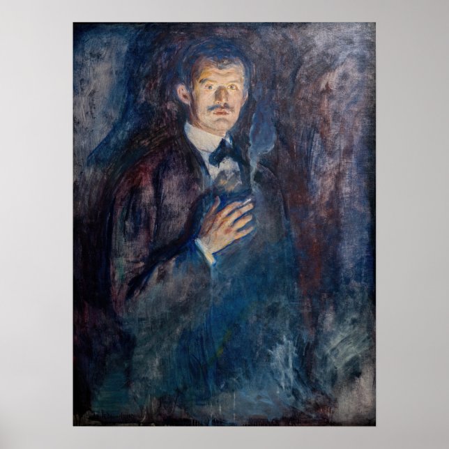Poster Edvard Munch - Autorretrato com Cigarro (Frente)