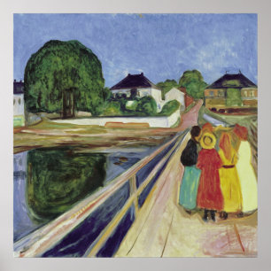Poster Edvard Munch Painting Girls on the Bridge (c 1902)