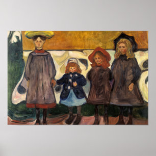 Poster Edvard Munch - Quatro Meninas em Asgardstrand