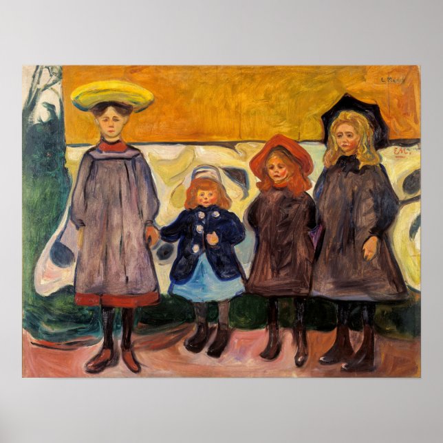 Poster Edvard Munch - Quatro Meninas em Asgardstrand (Frente)