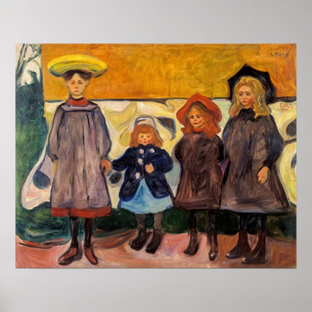 Poster Edvard Munch - Quatro Meninas em Asgardstrand (Frente)
