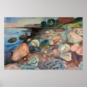 Poster Edvard Munch - Shore com Casa Vermelha