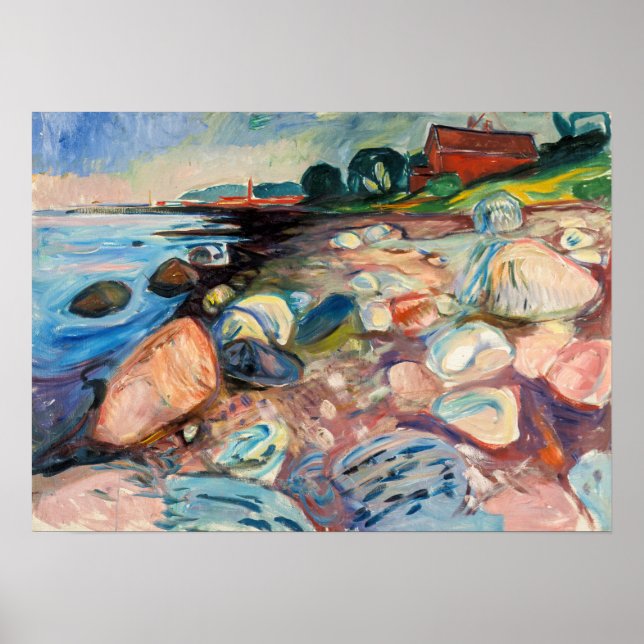 Poster Edvard Munch - Shore with Red House (Frente)