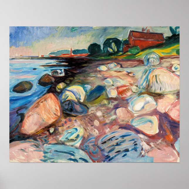 Poster Edvard Munch - Shore with Red House (Frente)