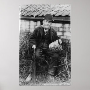 Poster Edward Bingham holding one of his Castle