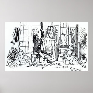 Poster Edward Burne-Jones em seu estúdio