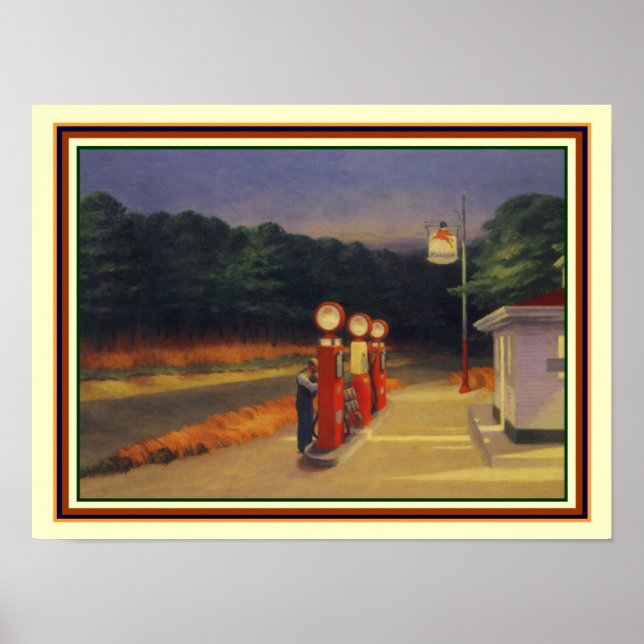 Pôster Edward Hopper "Gas" 1940 12x16 (Frente)