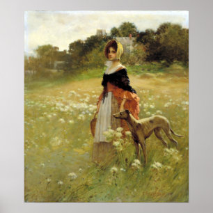 Poster Edward Percy Moran Young Girl and Dog