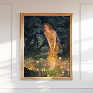 Poster Edward Robert Hughes Pintor das Fadas no meio do v