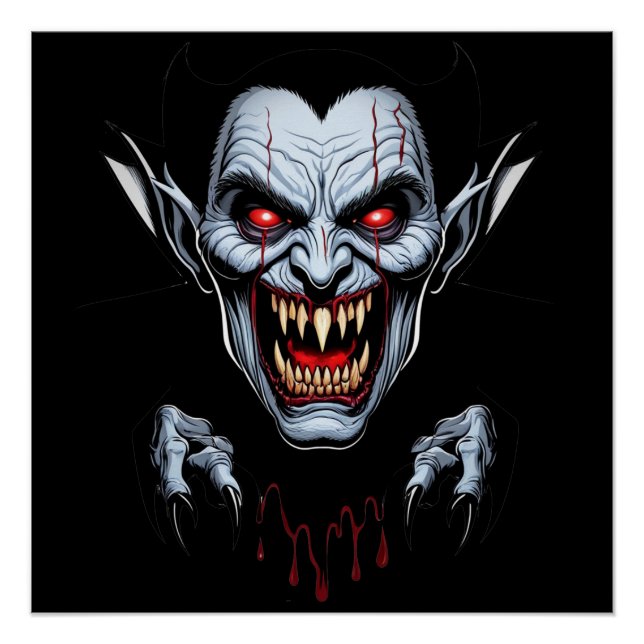Pôster Eerie Vampire Face Glossy Poster (Frente)