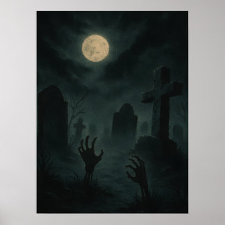 Poster Eerie Zombie Graveyard
