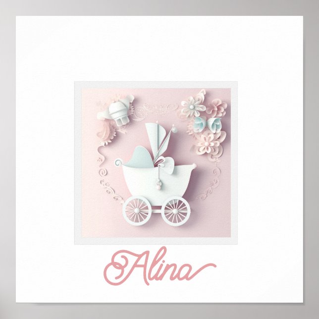 Poster Efeito 3d Rosa Menino (Frente)