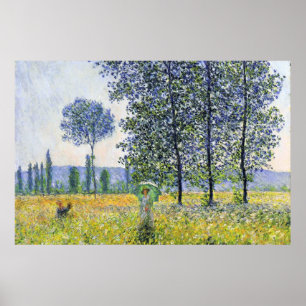 Poster Efeito da luz solar sob os álamos Claude Monet
