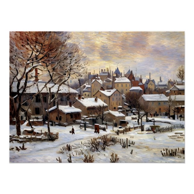 Pôster Efeito da neve com a definição do sol (Frente)