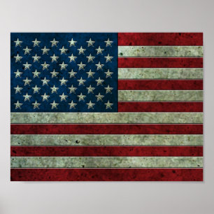 Pôster Efeito de aço envelhecido da bandeira americana