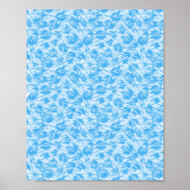 Poster Efeito de pelo falso azul e branco (Frente)