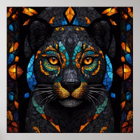 Efeito de vidro colorido de gato preto grande