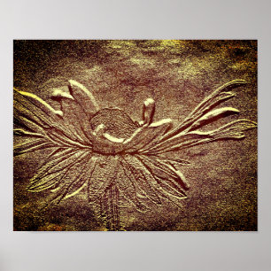 Poster Efeito Esculpido de Arte Flor Susan Olhada Negra
