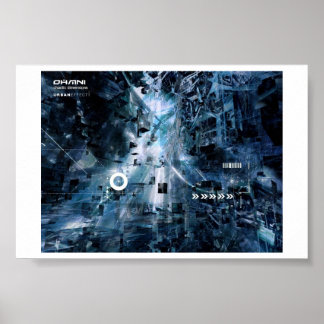 Poster efeito urbanístico de dimensões caóticas ciberfunk