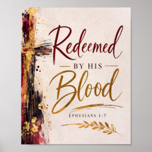 Poster Efésios 1:7 Redimido Pelo Seu Sangue Cristão