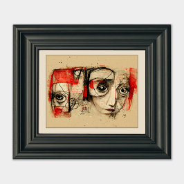 Poster Effige do Gêmeo - Rostos e Olhos Abstrato