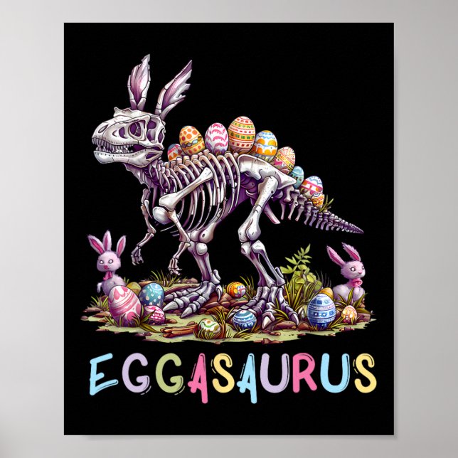 Poster Eggasaurus Páscoa Estegossauro Dinossauros Criança (Frente)