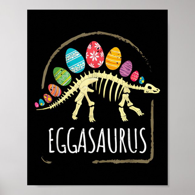 Poster Eggasaurus Páscoa Estegossauro Dinossauros Criança (Frente)
