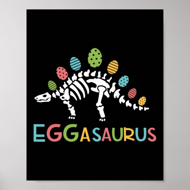 Poster Eggasaurus Páscoa Estegossauro Dinossauros Criança (Frente)