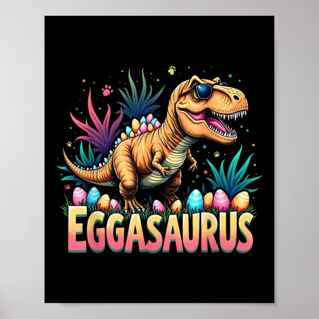 Poster Eggasaurus Páscoa Estegossauro Dinossauros Criança (Frente)