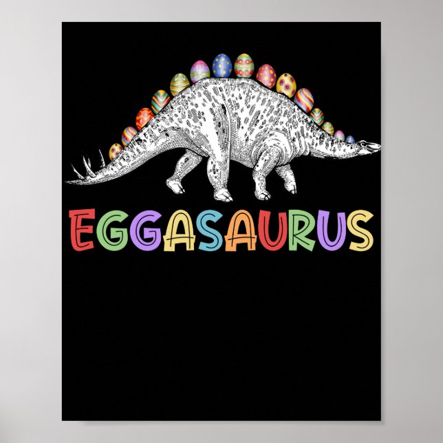 Poster Eggasaurus Stegosaurus Egg Dinosaur Happy Easter (Frente)