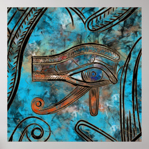Poster Egípcio Eye of Horus - Wadjet - Mídia mista