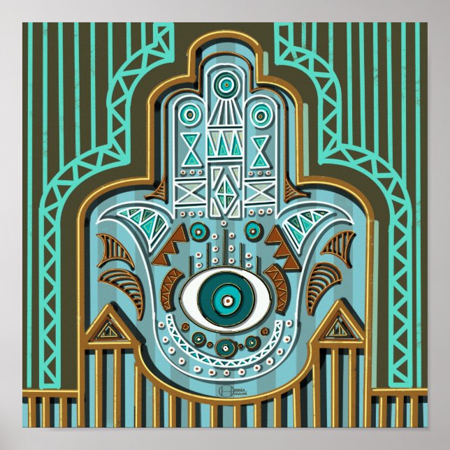 Poster Egípcio Hamsa Mão Khamsa De Fatimah (Frente)