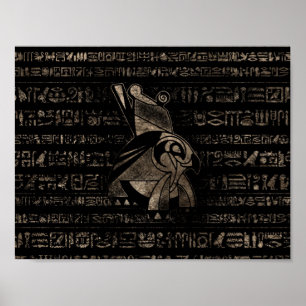 Poster Egípcio Horus - ouro vintage em preto