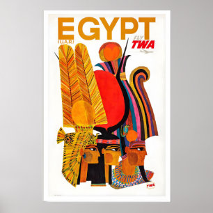 Poster Egito Antigo Retro Cairo Pirâmides Viagem Mundial