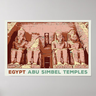 Poster Egito, Exemplo de Templos Abu Simbel Cartão-postal