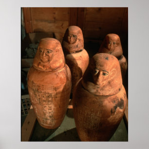 Poster Egito, jarros canópicos da 26ª dinastia encontrado