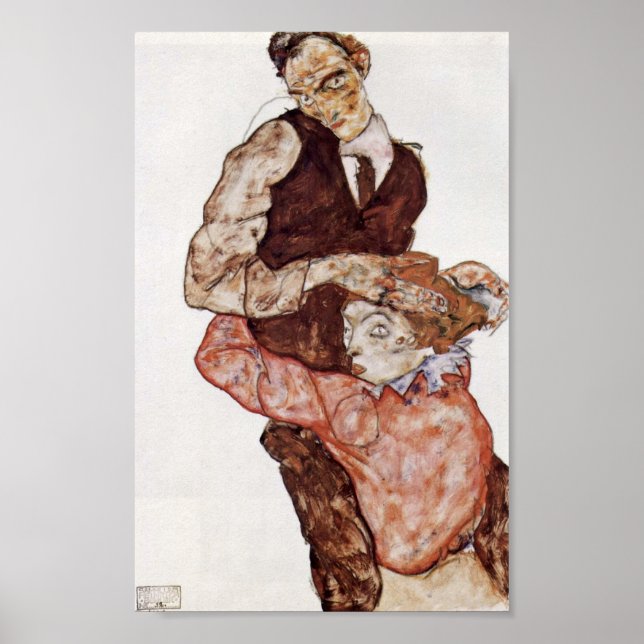 Poster Egon Schiele - Amantes (Frente)