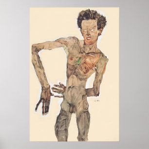 Poster Egon Schiele 'Autorretrato com Careta e Acne'
