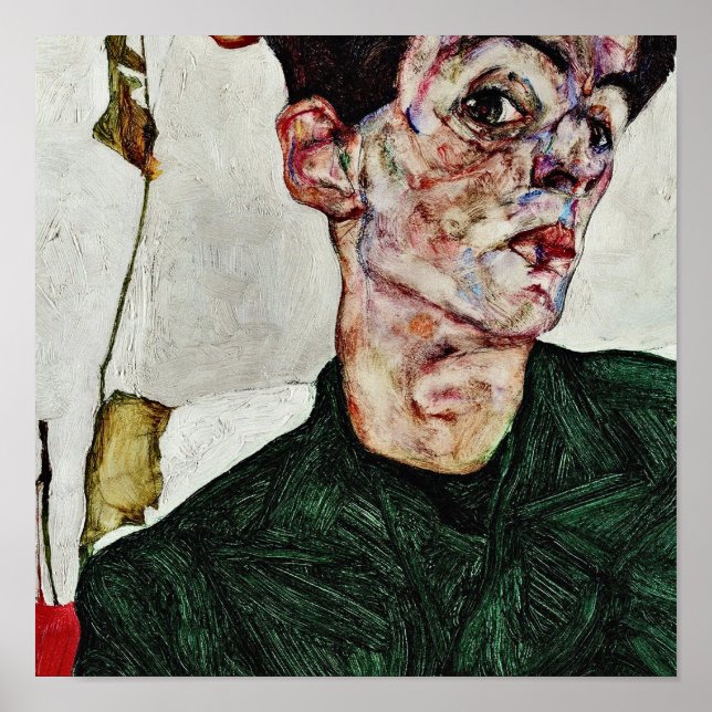Poster Egon Schiele - Autorretrato com Lanterna Chinesa (Frente)