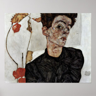 Pôster Egon Schiele - autorretrato com Lanterna fruta