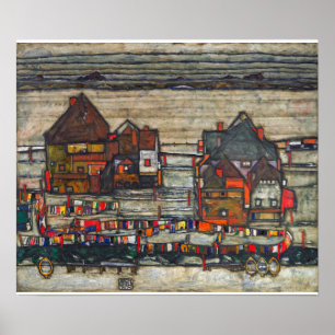 Poster Egon Schiele - Casas Com Lavagem