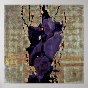 Pôster Egon Schiele - das flores vida estilizado ainda