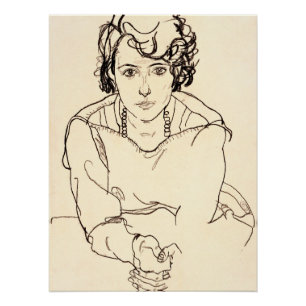 Pôster Egon Schiele - mulher assentada