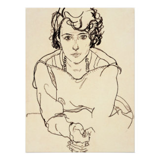 Pôster Egon Schiele - Mulher Assentada